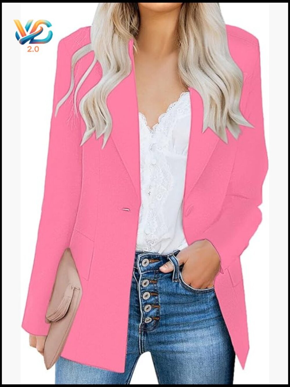 Long Sleeve Lapel Button Slim Blazer Jacket for Work Office Casual